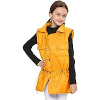 Kids Girls Sleeveless Coat Gilet Mustard Fashion Oversized Gilet Style Jacket