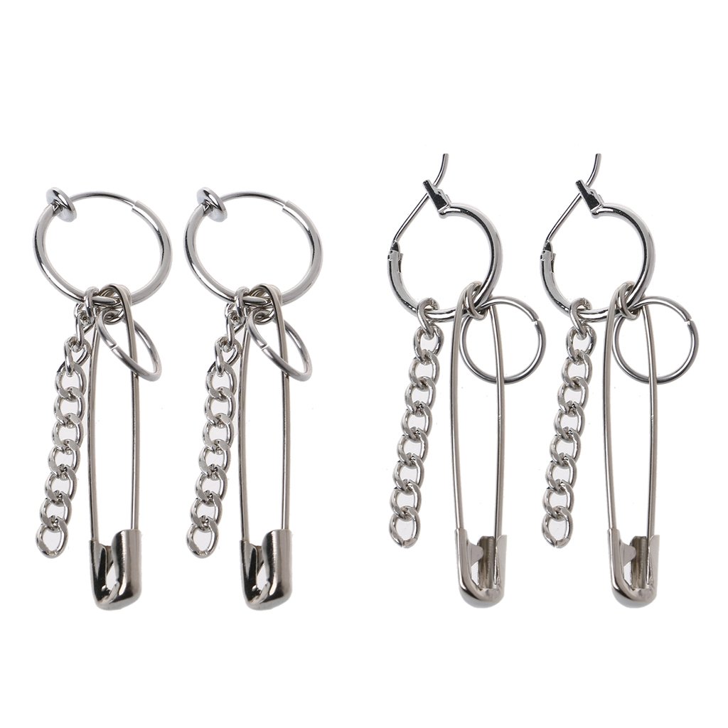 yunestry Safety Pin Shape Geometry Long Chain Tassel Irregular Earrings Korean Jewelry