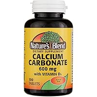 Nature's Blend Calcium Carbonate 600 mg with D3 400 IU 100 Tablets,(Pack of 1), 079854016819
