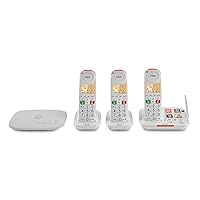 Ooma Senior Phone Bundle with 3 Amplified Cordless Handsets and Internet Home Phone Service. Comes with Photo dial, Visual Ringer, Address-Based 911 for Emergencies, Robocall Blocking.