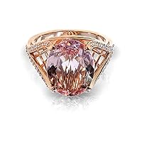 1.50Ct Oval Morganite With CZ Round Engagement Ring 14k Rose Gold Finish