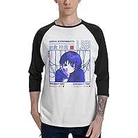 Serial Experiments Lain Tshirt Novelty Man's Fashion Animation Design Style Raglan Sleeves Baseball Shirts Black