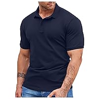 Mens Solid Color Henley Shirt Comfort Muscle Fit Polo Shirt Short Sleeve Business T Shirt Summer Stylish Golf Shirt