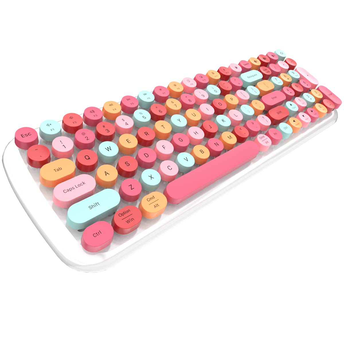 MOFii Bluetooth Keyboard, Wireless Connect 3 Bluetooth Devices, Colorful Retro Round Keys Cute Typewriter Keyboard for iPad, Laptop, PC, Smartphone...