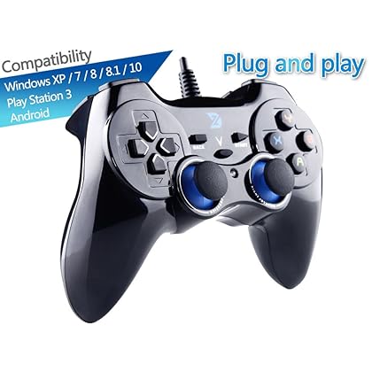 ZD-V+ USB Wired Gaming Controller Gamepad For PC/Laptop Computer(Windows XP/7/8/10/11) & PS3 & Android & Steam - [Black]
