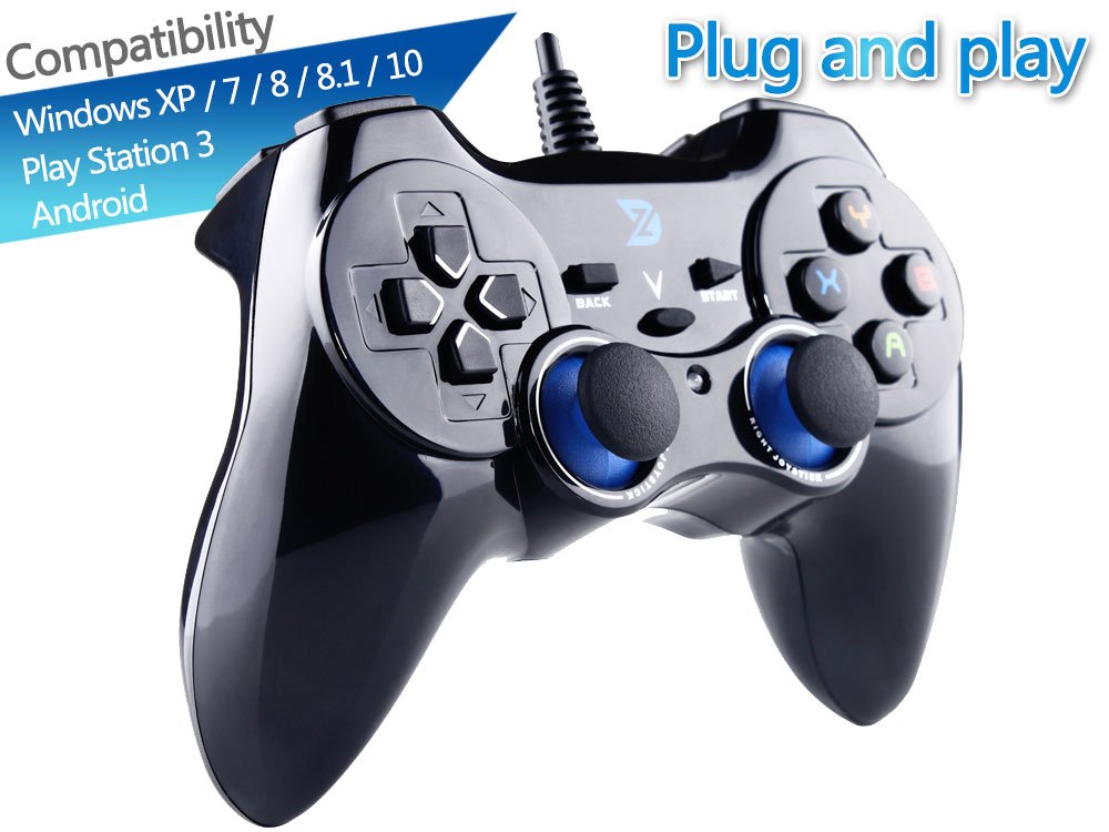 ZD-V+ USB Wired Gaming Controller Gamepad For PC/Laptop Computer(Windows XP/7/8/10/11) & PS3 & Android & Steam - [Black]