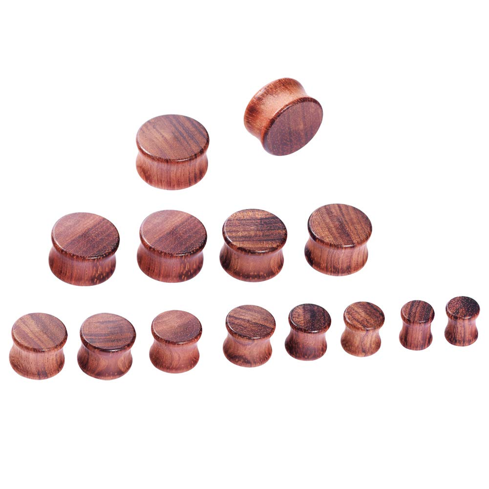 Longbeauty 1Pair/2Pair Vintage Brown Natural Wood Double Flared Ear Tunnels Expander Plugs Stretcher