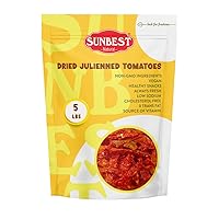 Sunbest Natural Julienned Sun-Dried Tomatoes 80 Oz (5 lbs) 1 Pack - Intense & Zesty Flavor - Vegan, Kosher Certified, Non-GMO - Perfect Healthy Snack & Recipe Enhancer