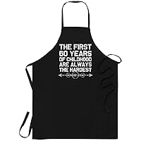 Joke Black Apron for Men Women - One Size Fits All - The First 60 Years Old 60th Birthday Funny Joke Gag Funny Kitchen Decor Aprons Grilling BBQ Aprons