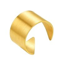 FindChic 18K Gold Plated Stackable Rings for Women Stainless Steel Adjustable Open Midi Finger Wave/Crossover Rings for Girls