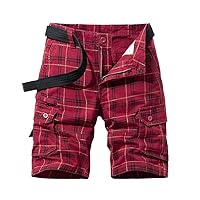Summer Plaid Cotton Casual Breeches Cargo Men Shorts Men Breathable Multi Pocket Hip Hop Shorts
