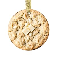 Round Double Sided Christmas Ornament of a White Chocolate Macadamia Cookie Holiday Decor Delicious Foodie Snack Dessert for Biscuit Cookies Lover Food - Flat Printed Design Xmas Tree Ornaments