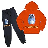 2 Pcs Grizzy and The Lemmings Graphic Tracksuit Novelty Long Sleeve Cartoon Hooded Sweatshirt+Soft Pants Suit for Kids