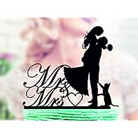 Wedding Cake Topper With Cat, Mr And Mrs With Cat , Bride And Groom + Our Pets Cake Topper , Our Pets , Wedding Cake Topper Figurine