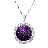 Purple Spider Web Customized Necklace Picture Pendant Elegant Multicolored Diamond Jewelry for Women