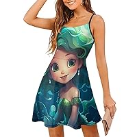 Mermaid Women's Mini Dress Sleeveless Sundress Casual Tank Dress Beach Dress