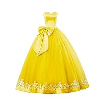 Women's Sweetheart Quinceanera Dresses Tulle Bows Simple Prom Sweet 16 Dress