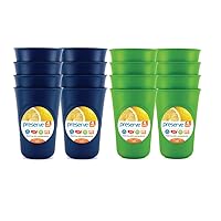 Preseve Everyday Reusable Plastic Cups, 8 Count (Pack of 1), Midnight Blue/Apple Green