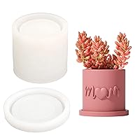 Concrete Planter Mold with Tray DIY Succulent Pots Best Mom Ever Gift Making Tools Homemade Plaster Candle Jar Silicone Mould