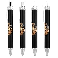 Cute Hedgehog Flower Ballpoint Pens Black Ink Ball Point Pen Retractable Journaling Pen Work Pens for Men Women Office Supplies 4 PCS