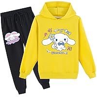 Children Cotton Hoodie Set,Kids Casual Long Sleeve Pullover Tops with Sweatpants,Loose Fit Sweatsuit for Girls