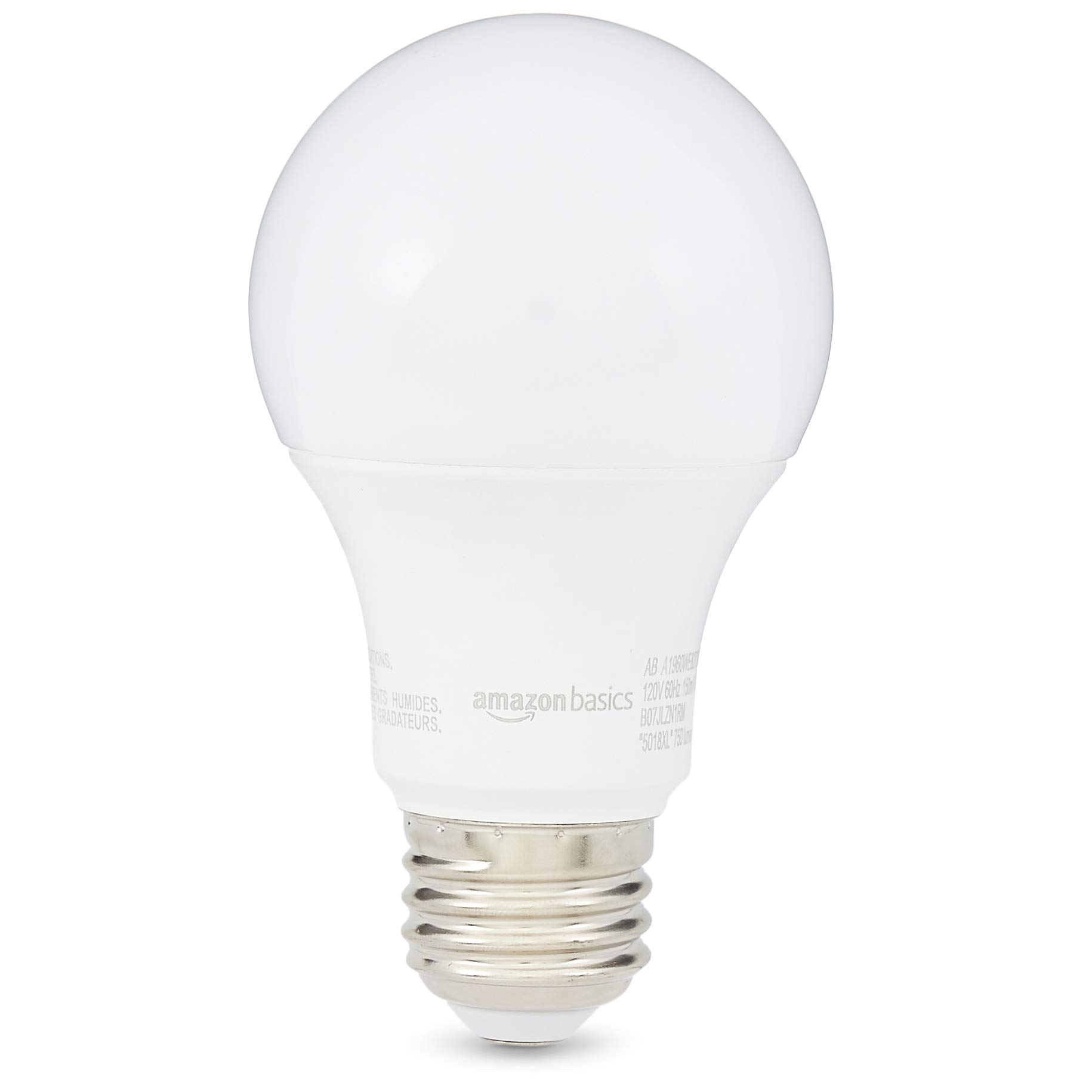 Amazon Basics 60W Equivalent, Soft White, Non-Dimmable, 10,000 Hour Lifetime, A19 LED Light Bulb , 2-Pack