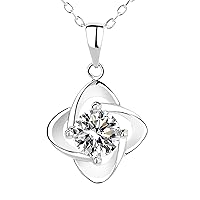 1.00 CT Brilliant Round Cut Moissanite Floral Design Pendant Necklace In 14K White Gold And 925 Sterling Silver For Mother's Day, Engagement, Wedding DE/VVS1