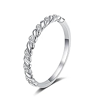 StarGems 0.056ct Moissanite 925 Silver Platinum Plated Twisted Band Ring HB4758