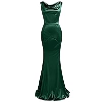 MUXXN Women's 1950s Classy Elegant Sleeveless Slim Fitted Fishtail Formal Prom Evening Long Dress Dark Green XL