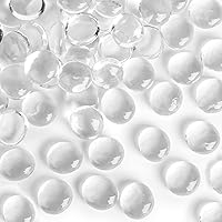 FUTUREPLUSX 1Lb Flat Glass Marbles, Clear Flat Gems Transparent Aquarium Pebbles Vase Filler Beads Table Scatters