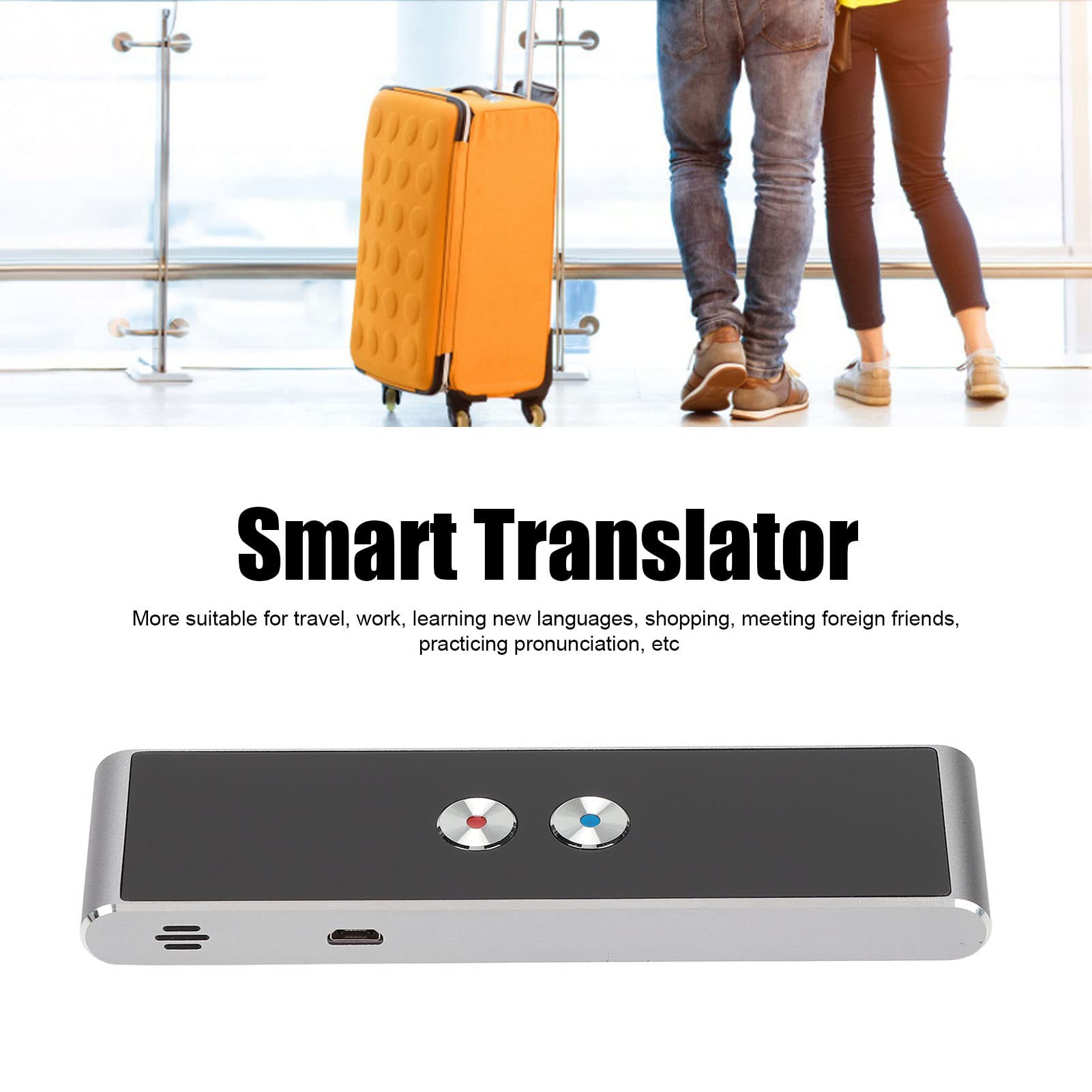 Smart Voice Translator, Smart Instant Language Translator Device, Portable Translator Device Supports 96 Languages for Travel Abroad Learning Shopping Business(Silver)