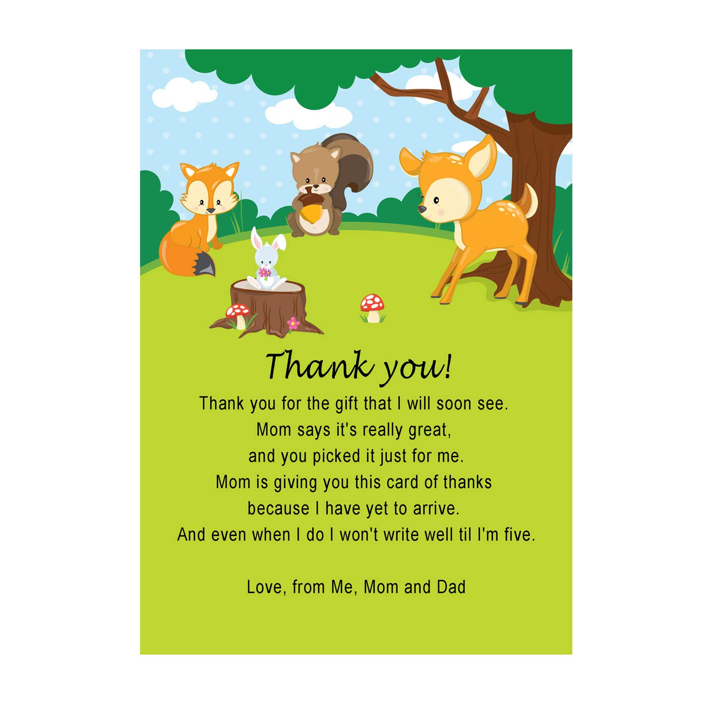 30 Thank You Cards Forest Animals Baby Shower Personalized Photo Paper