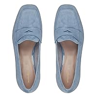 Women Low Chunky Heel Loafers Shoes Square Toe Matte Slip On Penny Loafers 1 inch Block Low Heel Dress Shoes Casual Classic Comfy Loafer Pumps Office Ladies Work Basic 4-11 M US