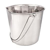 ProSelect Stainless Steel Flat Sided Pails — Durable Pails for Fences, Cages, Crates, or Kennels - 6