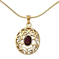 NOVICA Handmade Gold Vermeil Garnet Choker Necklace Golden Jewelry .925 Sterling Silver Plated Red Pendant India Birthstone 'Golden Goddess'
