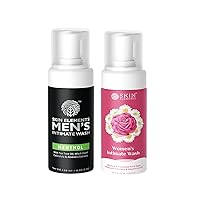 Skin Elements Men's Menthol & Women's Intimate Wash Bundle | pH Balanced Foaming Hygiene Wash | Prevents Itching, Irritation & Bad Odor | Pack of 2, 4.05 fl Oz each
