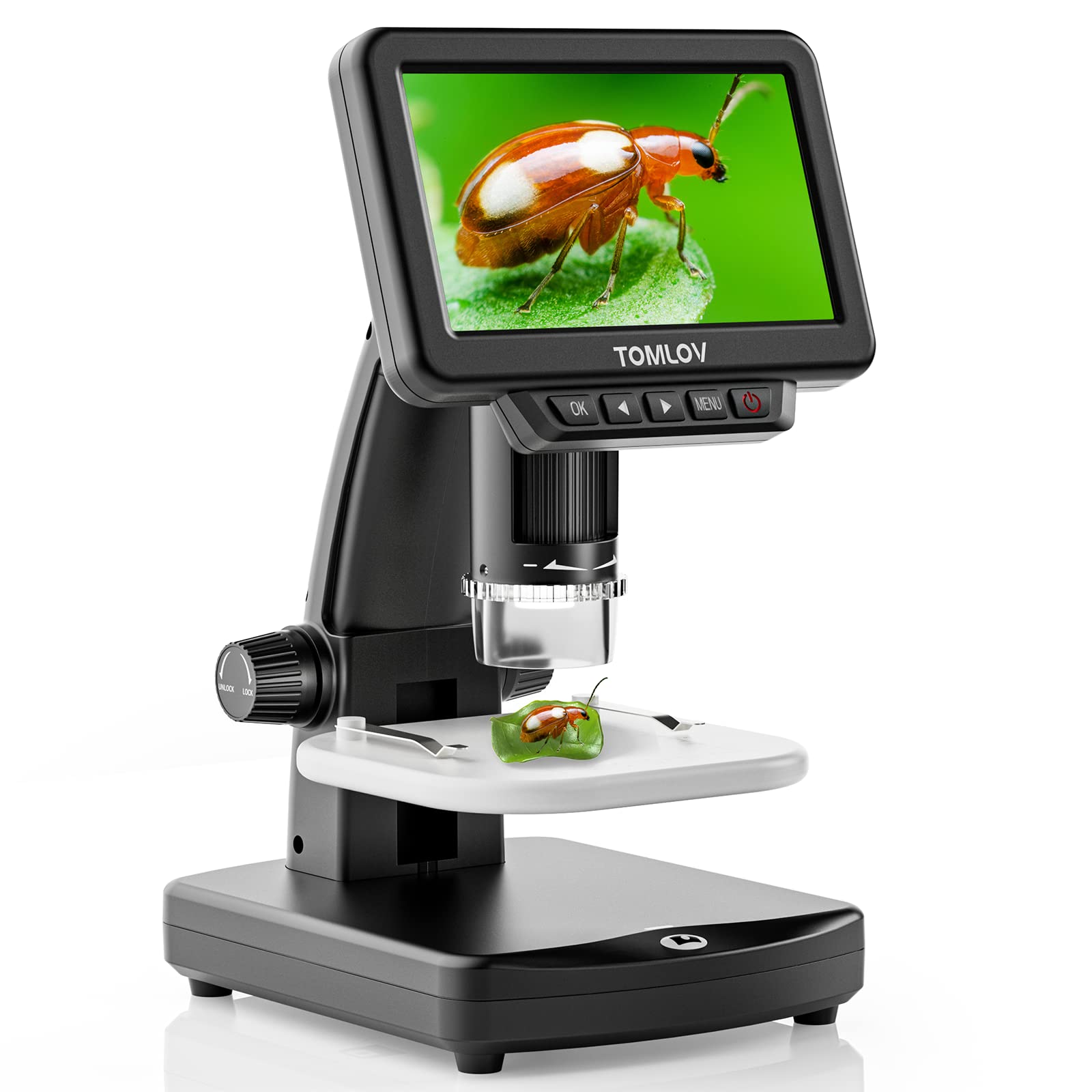TOMLOV DM13 LCD Digital Microscope, Coin Microscope with 5
