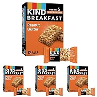 KIND Breakfast, Healthy Snack Bar, Peanut Butter, Gluten Free Breakfast Bars, 100% Whole Grains, 1.76 OZ Packs (6 Count) (Pack of 4)