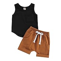 Hnyenmcko Toddler Baby Boy Clothes Solid Color Sleeveless Tank Tops + Jogger Shorts Set Infant Summer Outfits