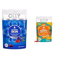 OLLY Glowing Skin Collagen Gummy Hyaluronic Acid Sea Buckthorn Chewable Supplement 60 Day Supply 120 Count & Hello Happy Gummy Worms Mood Balance Support Vitamin D Saffron 90 Count