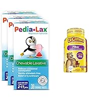 Pedia-Lax Laxative Chewable Tablets for Kids Ages 2-11, 30 Count, Pack of 3 + L’il Critters Fiber Daily Gummy Supplement for Kids, Berry and Lemon Flavors, 90 Gummies