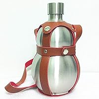 64 Oz Stainless Steel gourd Bottle Kettle Outdoor Brown Strap