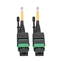 Tripp Lite MTP/MPO (APC) Singlemode SMF Fiber Patch Cable 12 Fiber QSFP+ 40/100Gbe, QSFP+ 40GBASE-PLR4, Plenum, Push/Pull Tab 3M 10ft (N390-03M-12-AP),Yellow