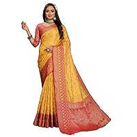 Indian Women Soft Organza Silk With Weaving Design Work Saree & Blouse Muslim Sari 5056