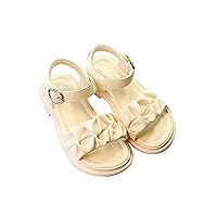 Baby Sandals 12-18 Months Girls Sandals Open Air Pleated Design Princess Shoes Dress Flat Shoes Size 13 Girls Sandals