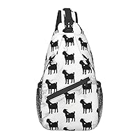 Boer Goat Silhouette Chest Bag Shoulder Bag, Cute Animals Sling Backpack Casual Travel Bag For Men And Women