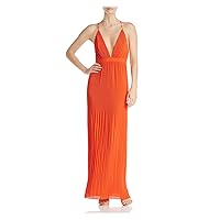 Womens The Caspian Pleated Sleeveless Maxi Dress Orange 14