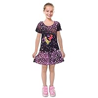PattyCandy Girls Cactus Floral Dinosaur Heart Grrr Soft Short Sleeve Velvet Dress, Size:2-16