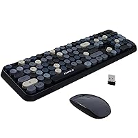 FOPETT Wireless Keyboard and Mouse Combo, 104 Keys Full-Sized 2.4 GHz Round Keycap Colorful Keyboards, USB Receiver Plug and Play, for Windows, Mac, PC, Laptop, Desktop - Grey Colorful (Grey)
