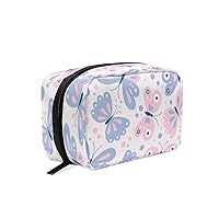 Girly Pattern With Cute Butterflies Printing Cosmetic Bag with Zipper Multifunction Toiletry Pouch Storage Bag for Women